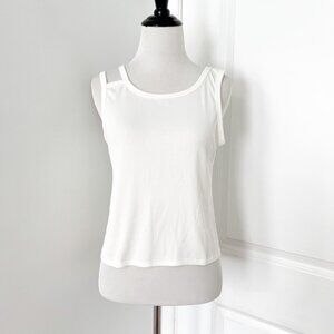 Olivia Rae New York White Ribbed Cutout Strap Tank Top